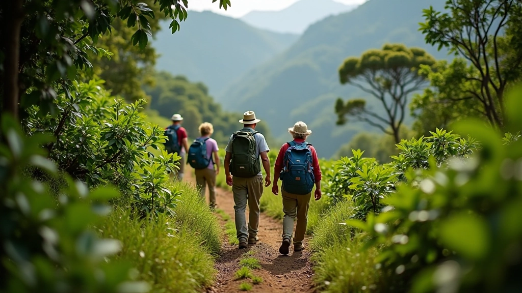 Grupo de personas caminando en sendero montañoso